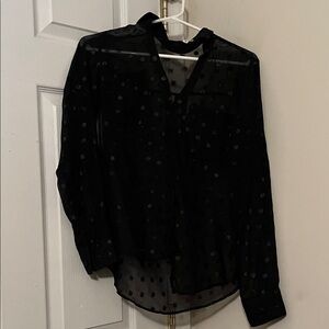 Black Sheer Blouse with polka dots